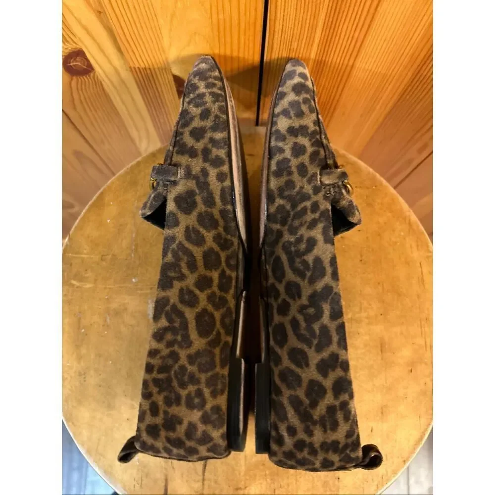 Veronica Beard Champlain Suede Chain Leopard Loafers Size 8M